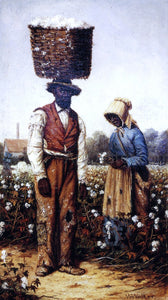  William Aiken Walker Negro Couple in Cotton Field, Woman with Yellow Bonnet - Art Print