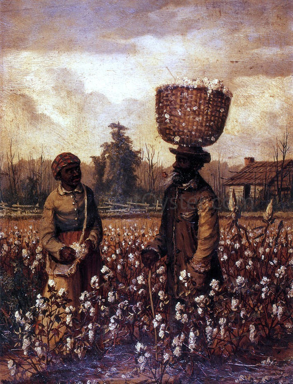  William Aiken Walker Negro Man and Woman in Cotton Field with Cabin - Art Print