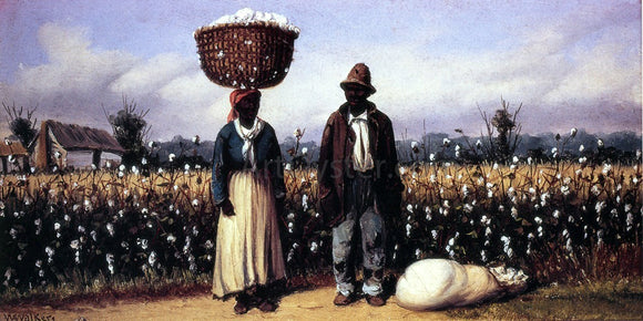  William Aiken Walker Negro Man and Woman in Cotton Field with Cotton Basket and Cotton Bag - Art Print