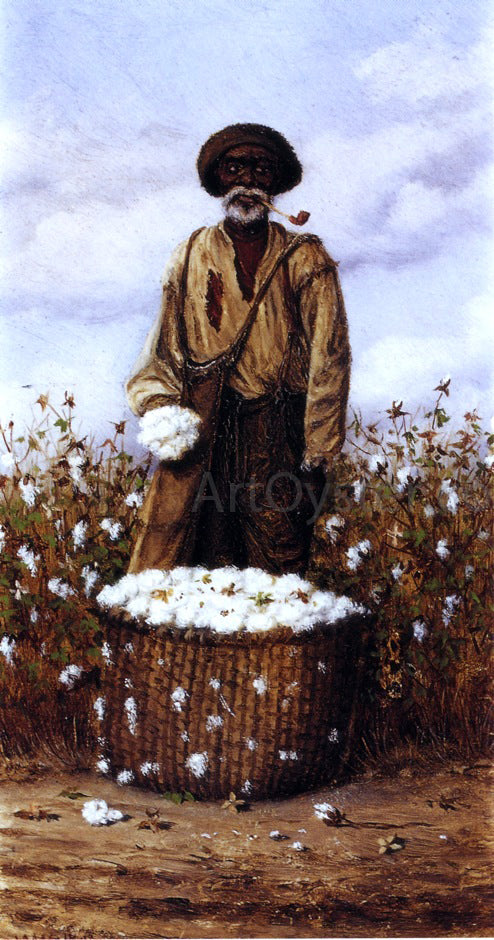  William Aiken Walker Negro Man in Cotton Field with Basket of Cotton - Art Print