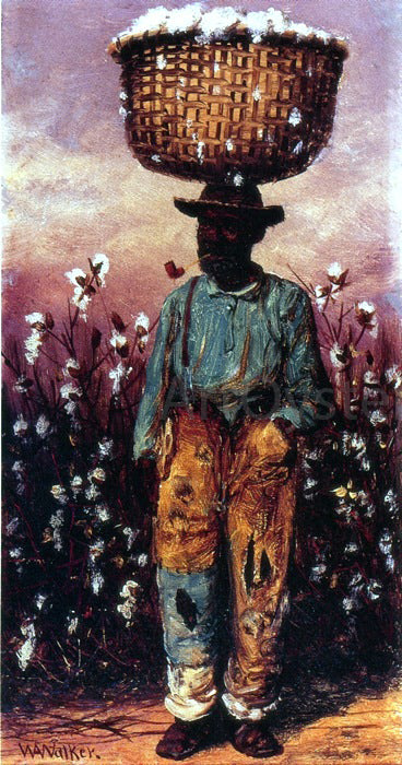  William Aiken Walker Negro Man with Basket of Cotton on Head - Art Print
