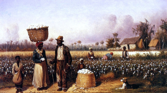  William Aiken Walker Negro Workers in Cotton Field with Dog - Art Print