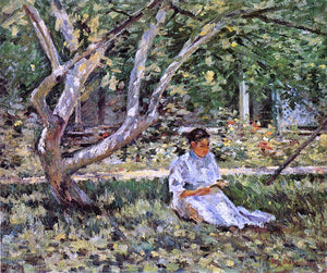  Theodore Robinson Nettie Reading - Art Print