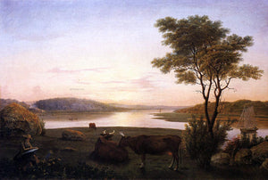  Fitz Hugh Lane New England Inlet with Self Portrait - Art Print