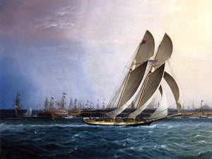  James E Buttersworth New York Yacht Club 'Comet' off the Battery - Art Print