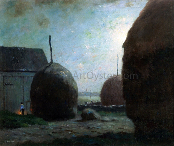  Dwight W Tryon Newbury Haystacks in Moonlight - Art Print