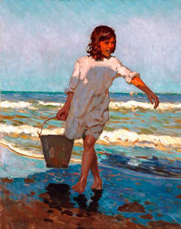  Alberto Pla Y Rubio Nina en la Playa - Art Print