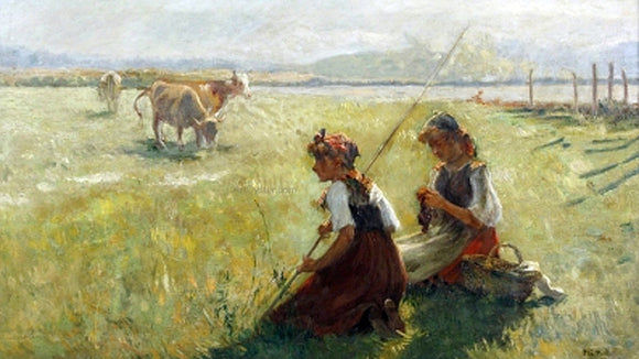  Alberto Pla Y Rubio Ninas en el Campo - Art Print