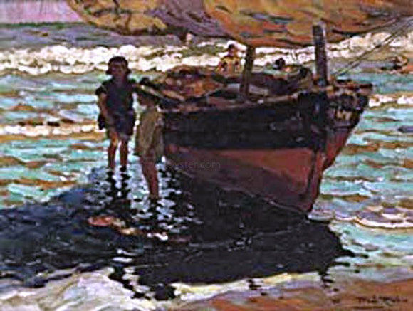  Alberto Pla Y Rubio Ninos en la Barca - Art Print