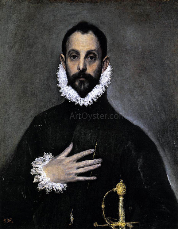  El Greco Nobleman with his Hand on his Chest - Art Print
