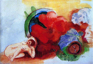  Odilon Redon Nude, Begonia and Heads - Art Print