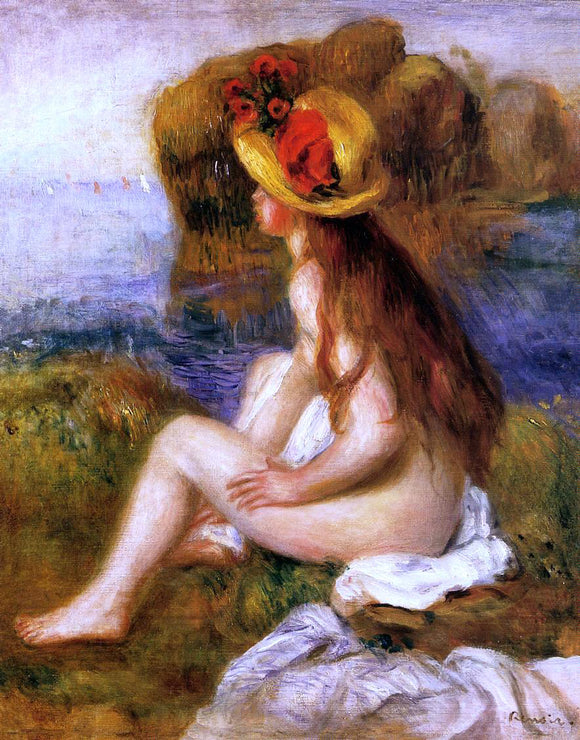  Pierre Auguste Renoir Nude in a Straw Hat - Art Print