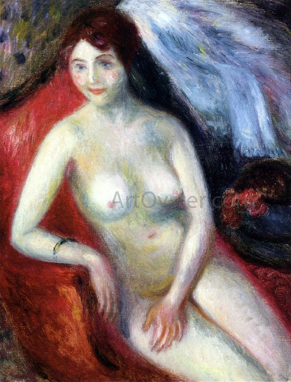  William James Glackens Nude on a Red Sofa - Art Print