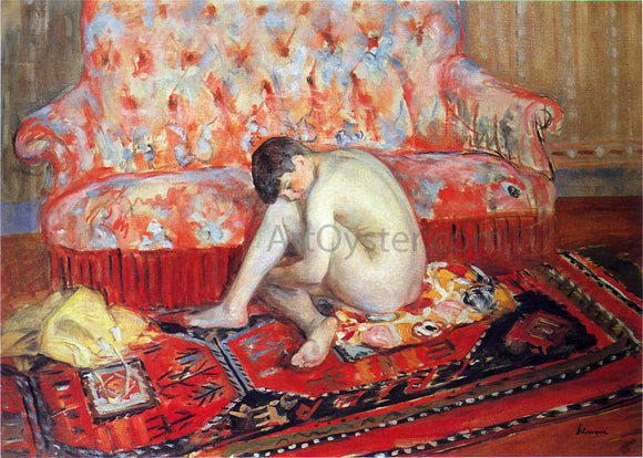  Henri Lebasque Nude on Red Carpet - Art Print