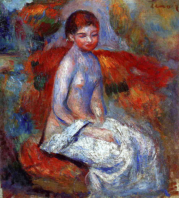  Pierre Auguste Renoir Nude Seated in a Landscape - Art Print