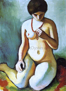  August Macke A Nude with Coral Necklace - Art Print