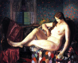  George Wesley Bellows Nude with Hexagonal Quilt - Art Print