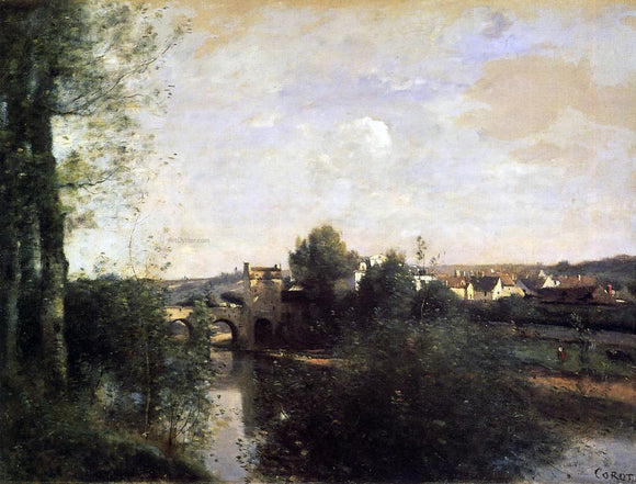  Jean-Baptiste-Camille Corot Old Bridge at Limay, on the Seine - Art Print