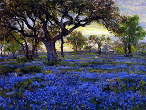  Julian Onderdonk Old Live Oak Tree and Bluebonnets on the West Texas Military Grounds, San Antonio - Art Print