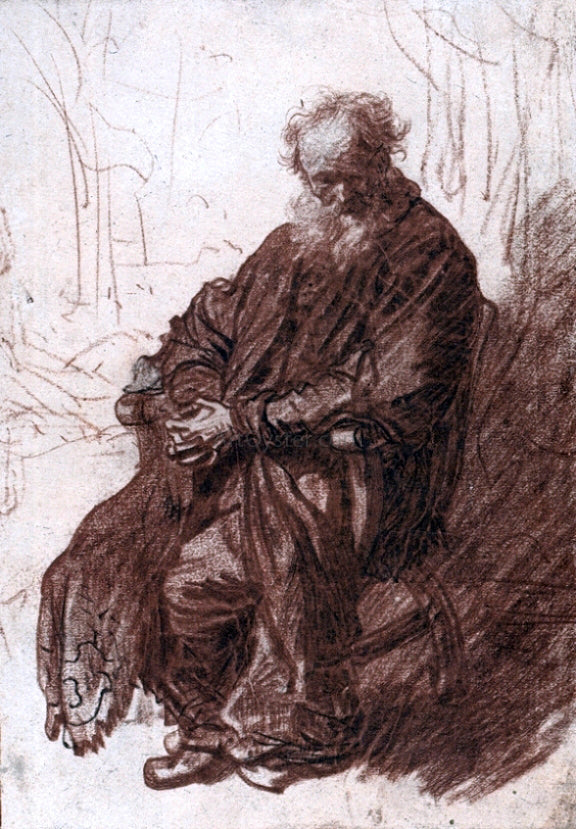  Rembrandt Van Rijn The Old Man Seated in an Armchair, Full-length - Art Print