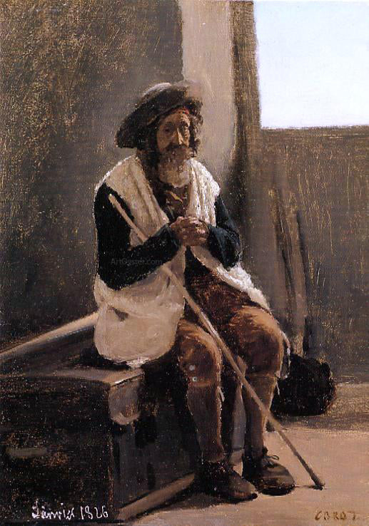  Jean-Baptiste-Camille Corot Old Man Seated on Corot's Trunk - Art Print