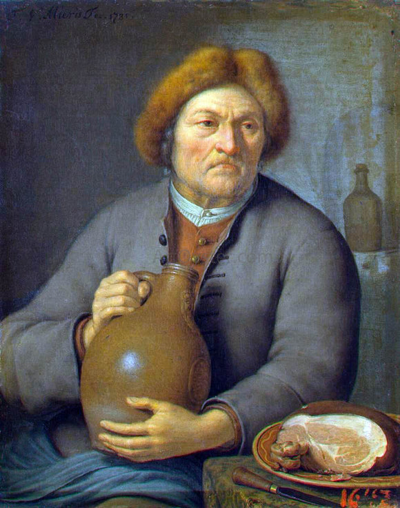  The Younger Frans Van  Mieris Old Peasant Holding a Jug - Art Print