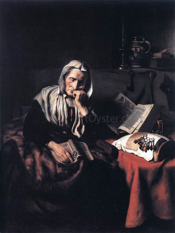  Nicolaes Maes Old Woman Dozing - Art Print