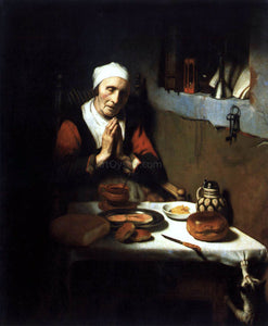  Nicolaes Maes Old Woman Saying Grace - Art Print