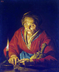 Matthias Stom Old Woman with a Candle - Art Print