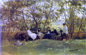  Ilia Efimovich Repin On a Turf Bench - Art Print