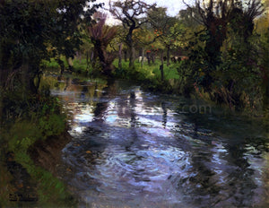  Fritz Thaulow On the Banks - Art Print