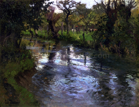  Fritz Thaulow On the Banks - Art Print