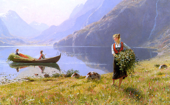  Hans Dahl On The Banks of the Fjord - Art Print