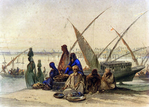  Count Amadeo Preziosi On the Banks of the Nile, Cairo - Art Print