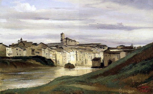  Jean-Baptiste-Camille Corot On the Banks of the Tiber - Art Print