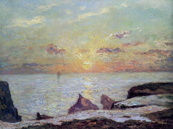  Maxime Maufra On the Cliffs of Belle Isle on Mer, Sunset - Art Print
