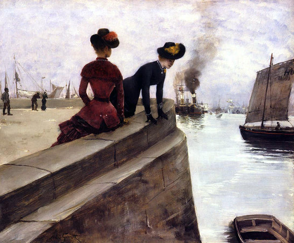  Norbert Goeneutte On the Jetty; Le Havre - Art Print