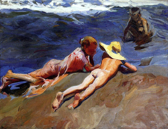  Joaquin Sorolla Y Bastida On the Sand, Valencia Beach - Art Print