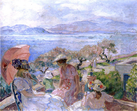  Henri Lebasque On the Terrace by the Sea at St Maxime - Art Print