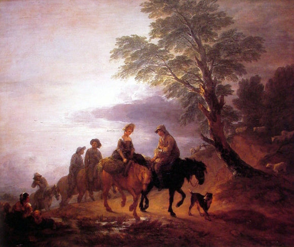  Thomas Gainsborough Open Landscape with Mounted Peasants - Art Print