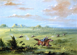  George Catlin Ostrich Chase, Buenos Aires - Art Print