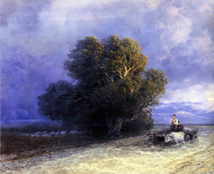  Ivan Constantinovich Aivazovsky Ox Cart Crossing a Flooded Plain (detail) - Art Print