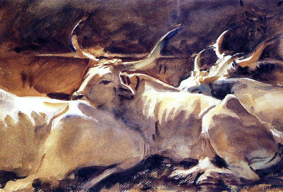  John Singer Sargent Oxen in Repose - Art Print