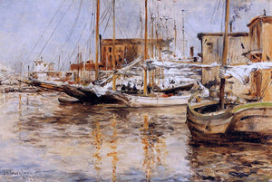  John Twachtman Oyster Boats, North River - Art Print