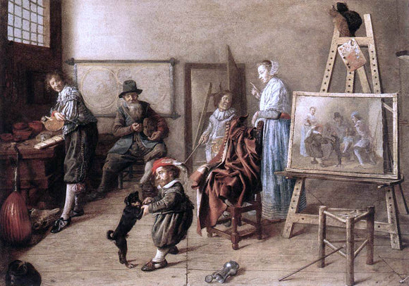  Jan Miense Molenaer Painter in His Studio, Painting a Musical Company - Art Print