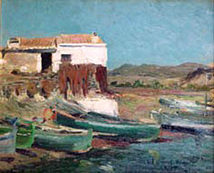  Eliseo Meifren I Roig Paisaje con barcas - Art Print