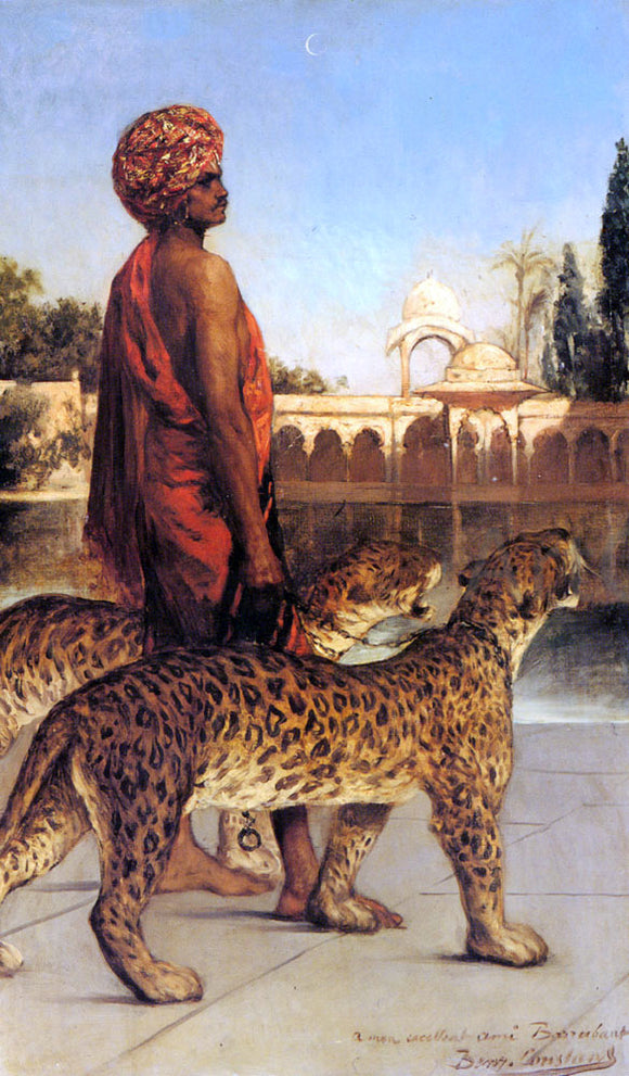  Jean-Joseph Benjamin Constant A Palace Guard with Two Leopards - Art Print