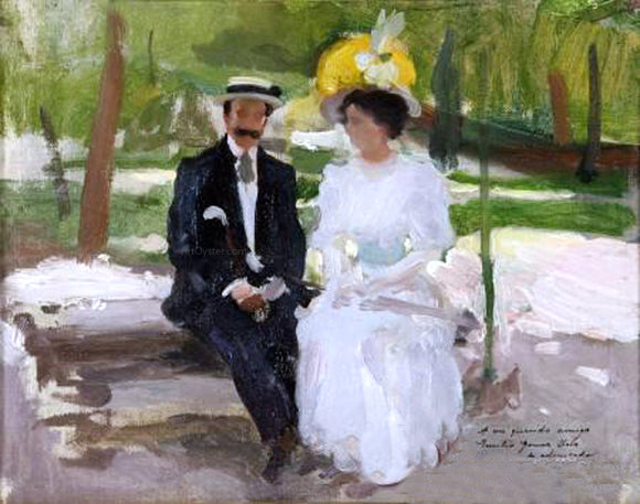  Cecilio Pla y Gallardo Pareja en  el Parque - Art Print