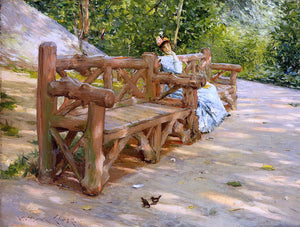  William Merritt Chase A Park Bench (also known as An Idle Hour in the Park - Central Park) - Art Print