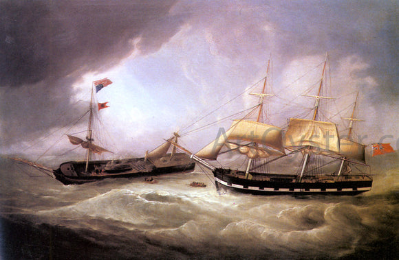  Joseph Heard Passengers from the Dismasted U.S. Merchantman Troope Being Rescued by a British Merchantman - Art Print